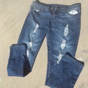 Rock Revolution Indigo Blue Jeans with Contrast Stitching